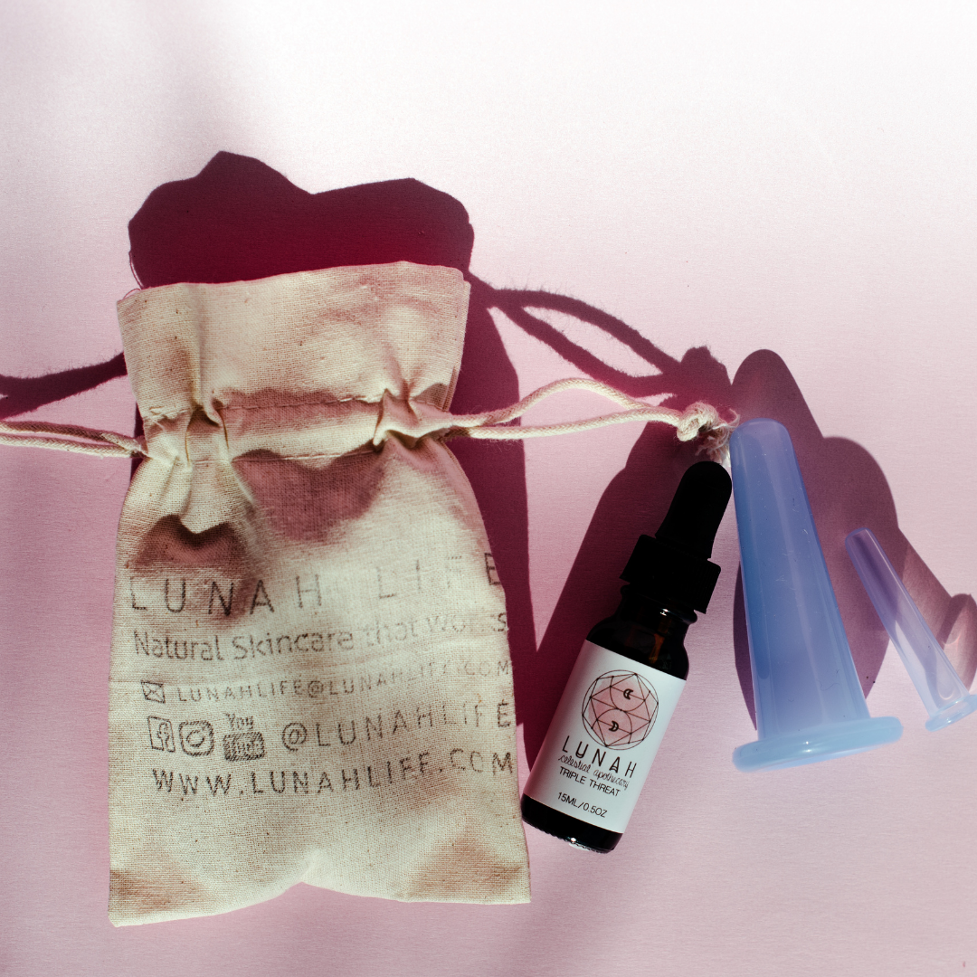 Silicon Facial Cupping Set + Triple Threat Serum